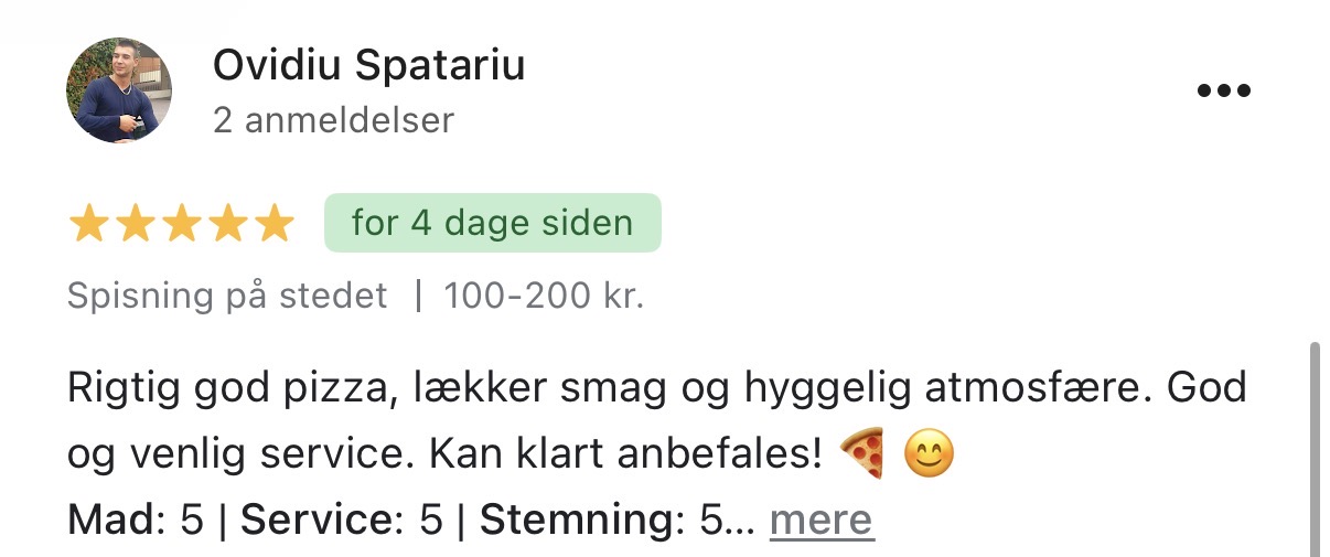 Google-anmeldelse af Scandinavian Stenovns Pizza fra Ovidiu Spatariu
