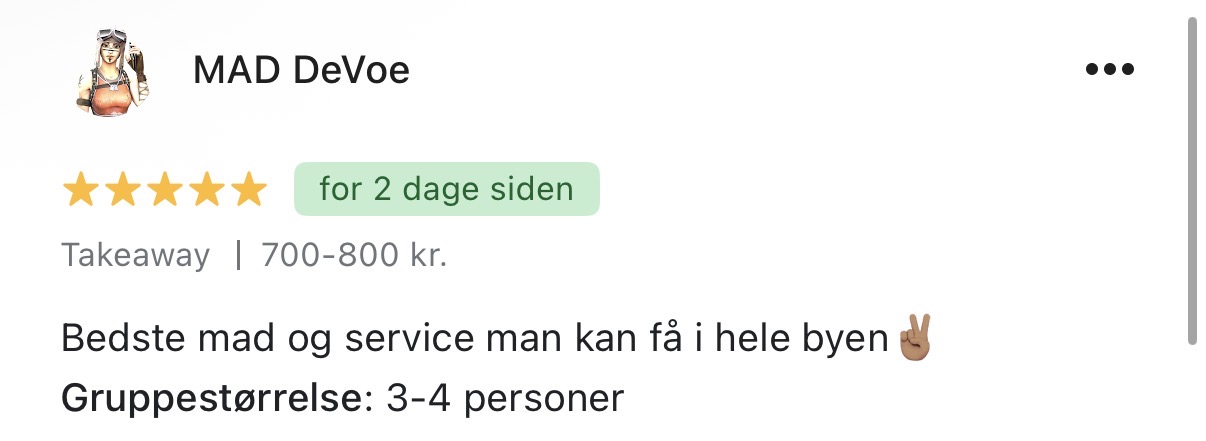 Google-anmeldelse af Scandinavian Stenovns Pizza fra MAD DeVoe