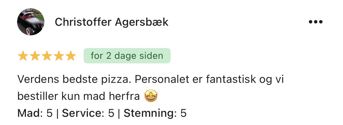 Google-anmeldelse af Scandinavian Stenovns Pizza fra Christoffer Agersbæk